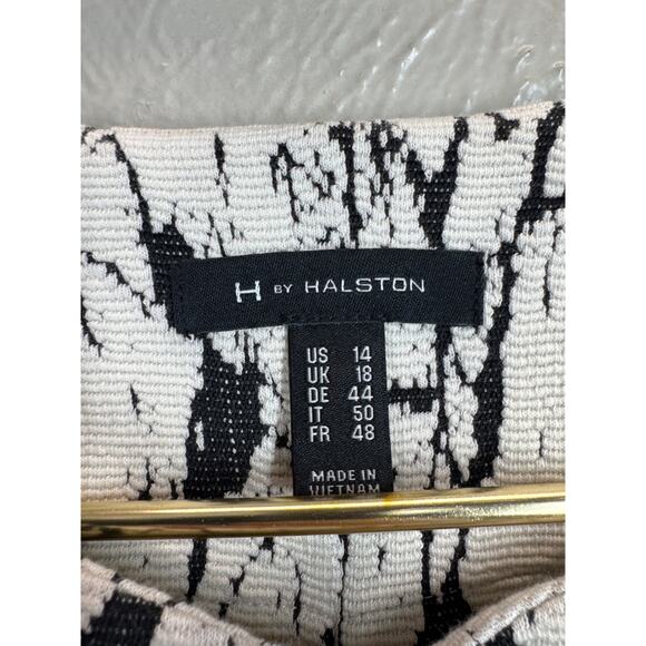 H By Halston Women's Ivory Black Long Sleeve Front Zip 2 Pocket Blazer Size 14 - Picture 4 of 4